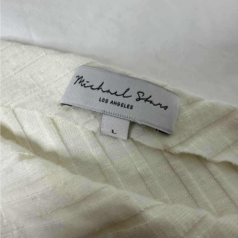 Michael Stars Asymmetrical Ribbed Dolman Sleeve Top Ivory L — Made in USA - Picture 3 of 4